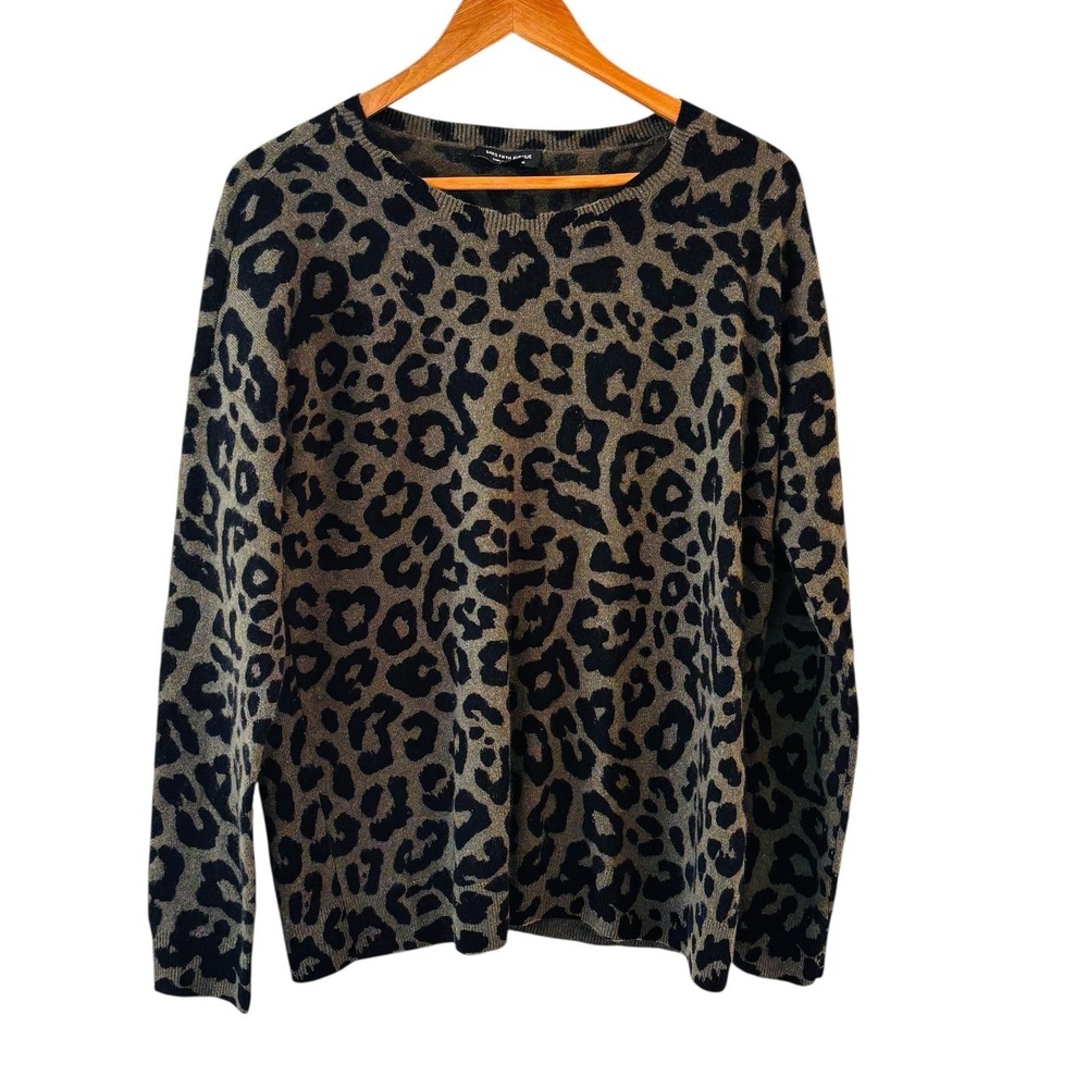 Saks Fifth Avenue‎ Cashmere Animal Print Sweater Womens Size L Quiet Luxury